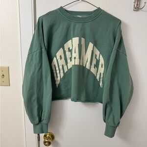 Dreamer Forest Green Cropped Sweatshirt